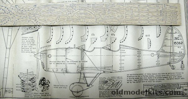 Cleveland 1/16 1936 Ryan ST 'Rep' - Plans and Printwood for a Flying Wooden Model Airplane, R-58 plastic model kit